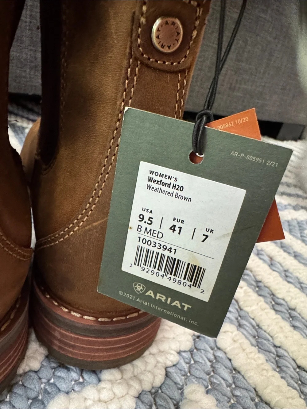 Ariat Wexford Waterproof Chelsea Boots Weathered Brown Leather Size 9.5 NWT - Picture 8 of 8